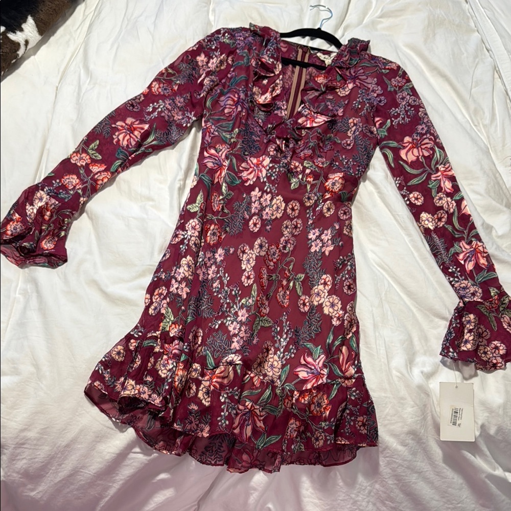 For Love And Lemons Red Ruffled Tie Front Sundress